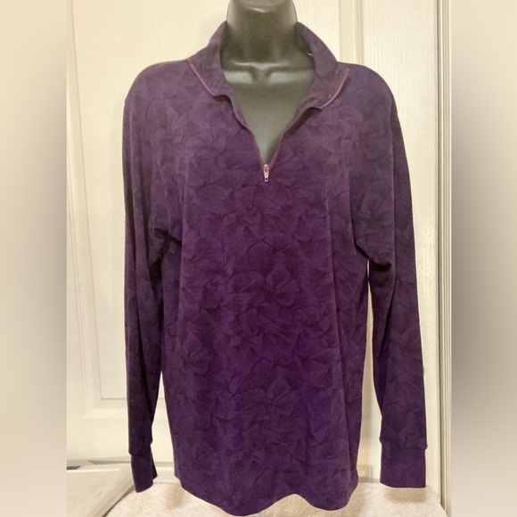 REI Large Purple Pullover Long Sleeve 3/4 Zip Top Lightweight size L Ginko leaf - Picture 1 of 6